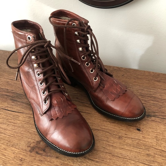 Justin Boots Shoes - Vintage Justin Kiltie Roper Lace Up Boots